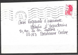 Curiosité Sur Lettre  SECAP En Continu Pour Grand Format 33 Bordeaux RP 31-5 1989 - Lettres & Documents