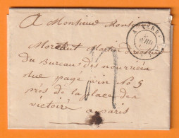 1847 - Lettre Pliée Avec Correspondance De AUXERRE, Yonne Vers Paris - Cachet à Date D' Arrivée - Taxe 4 - 1801-1848: Voorlopers XIX