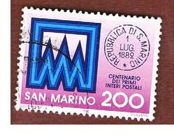 SAN MARINO - UNIF. 1086  - 1982 CENTENARIO INTERI POSTALI  -  USATI (USED°) - Gebraucht