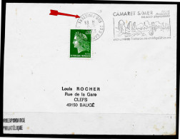 Curiosité Sur Lettre Flamme SECAP O= Couronne Renversée 29 Camaret S/Mer 8-5 1973 - Storia Postale