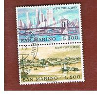 SAN MARINO - UNIF. 876.877 - 1973  VEDUTE DI NEW YORK (SERIE COMPLETA IN COPPIA SE-TENANT)    -  USATI (USED°) - Oblitérés