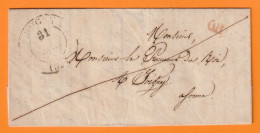 1847 - Lettre Pliée Avec Corresp De Senan Vers Le Procureur Du Roi Louis Philippe à Joigny (gd Cad) , Yonne - OR - 1801-1848: Vorläufer XIX