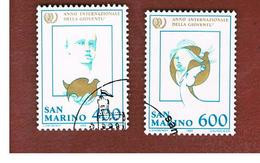 SAN MARINO - UNIF. 1162.1163  - 1985   ANNO INTERNAZIONALE DELLA GIOVENTU' (SERIE COMPLETA DI 2) -  USATI (USED°) - Gebraucht