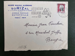 LETTRE SORIZAL Sté RIZICOLE TP MARIANNE DE DECARIS Surchargé EA OBL.MEC.26-9 1962 ALGER RP ALGER ATTENTION AUX ECOLIERS - Lettres & Documents