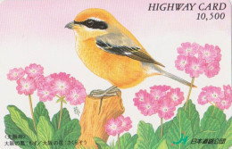 Carte JAPON - Série PEINTURE OISEAU & FLEUR - PIE GRIECHE - ANIMAL SHRIKE BIRD JAPAN Highway Ticket Card - HW 5816 - Zangvogels