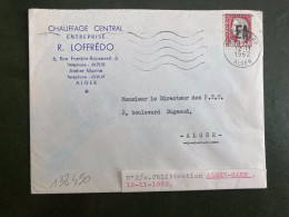 LETTRE R LOFFREDO CHAUFFAGE CENTRAL TP MARIANNE DE DECARIS 0,25 Surchargé EA OBL.MEC.12-11 1962 ALGER GARE ALGER - Lettres & Documents