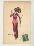 Illustrateur NAILLOD - FEMMES - MODE - CHAPEAUX - Jolie Carte Fantaisie Femme élégante Avec Chapeau Et Cravache - Naillod