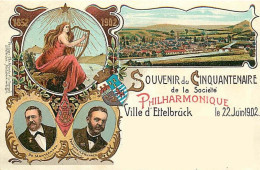 LUXEMBOURG SOUVENIR  CINQUENTENAIRE DE LA St PHILAMONIQUE D'ETTELBRÜCK  ANIMATION  9X14 REIMPRESSION DE CARTES ANCIENNES - Ettelbruck