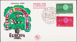 Europa CEPT 1960 France - Frankreich FDC4 Y&T N°1266 à 1267 - Michel N°1318 à 1319 - 1960