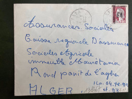 LETTRE TP MARIANNE DE DECARIS 0,25 Surchargé EA OBL.MEC.25-8 1962 AIN TAYA ALGER - Lettres & Documents