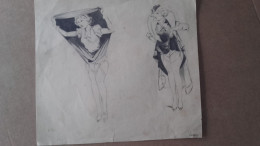 Ancien Dessin Au Crayon , Vers 1940 ,19 Cm De Cotè - Andere & Zonder Classificatie