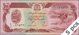 DWN - AFGHANISTAN P.58c - 100 Afghanis SH 1370 (1991) UNC Various Prefixes DEALERS LOT X 5 - Afghanistan