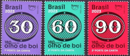 BRAZIL 06-23  - 180th  ANNIVERSARY OF FIRST BRAZILIAN STAMPS - THE "BULL's EYE  -  3 V  - MINT - Ongebruikt