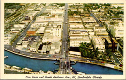 Florida Fort Lauderdale Aerial View Showing New River And South Andrews Avenue 1963 - Fort Lauderdale