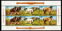 NEW ZEALAND 1984 HEALTH CLYDESDALE / SHETLAND / THOROUGBRED SHEET MNH - Hojas Bloque