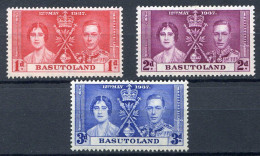 BASUTOLAND < Yv. N° 15 à 17 * Neuf Ch - MH * - COURONNEMENT GEORGES VI - 1933-1964 Colonie Britannique