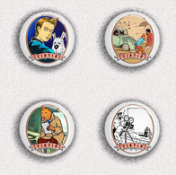 210 X TINTIN BADGE BUTTON PIN SET 5 (1inch/25mm Diameter) - Pin's