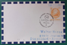 (ENV)(LUF32) 1968 Imprimé LUFTHANSA Erstflug Flight Vol Roumanie Budapest Düsseldorf DDR RDA - Covers & Documents