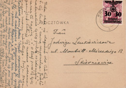 POLAND GENERAL GOVERNMENT 1940  POSTCARD SENT FROM KRAKÓW TO SKIERNIEWICE - General Government