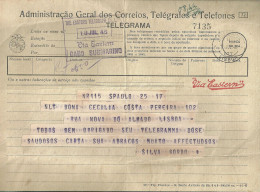 PORTUGAL TELEGRAM CTT EASTER CABO SUBMARINO LISBOA 1946 - Briefe U. Dokumente