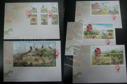 China Hong Kong 2014 Chinese  恐龍 Dinosaur Stamps, MS & Booklet  FDC Color Postmark RARE - FDC