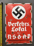 NO NAZI WAR PROPAGANDA!!!GERMAN GRAPHIQUE- NSDAP WORLD WAR II,STAHLHELM,METAL SIGN - 1939-45