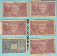 Italia Luogotenenza 5 + 10 Lire 1944 Banconote Luogotenenza Umberto II° - Italië– 5 Lire