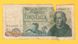 Italia Repubblica 5000 Lire Cristoforo Colombo 1971 3 Caravelle  Italy Italie Republique - 5.000 Lire