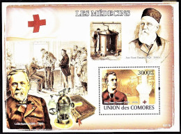 Red Cross/ Nobel Prize - Henri Dunant, Louis Pasteur -|- Comores, 2008 - Perforated . MNH - Comores (1975-...)