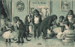 Fantaisies - Animaux Déguisés - Singes - Dans Le Monde - KF Edit. - Carte Postale Ancienne - Dressed Animals