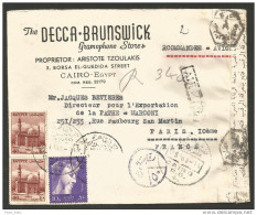 Lettre Du 12/9/58 Du Caire (Egypte) Vers Paris - Bandelette Censure Contrôle - Covers & Documents