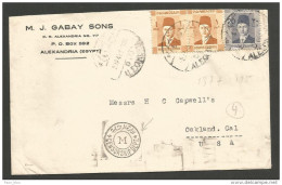 Lettre Du 11/1/45 Du Alexandrie (Egypte) Vers Oakland (Californie USA) - Cachet Censure Contrôle - Briefe U. Dokumente