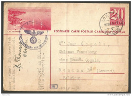 Guerre 39-45 / War 39-45 - Suisse - Carte Du 20/8/40 De Davos à Deurne (Anvers) + Cachet Censure Militaire Allemande - Covers & Documents