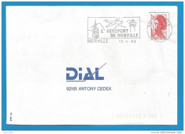 France - Flammes - Thème Aviation - Aéroport De Merville (Avion, Beffroit - Tour De Contrôle) - Mechanical Postmarks (Advertisement)