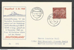 Deutschland - 1960 - Rendsburg - Stapellauf Schulschiffneubau - Nobiskrugwerft - Frau Lübke - Jeux Olympiques - Altri & Non Classificati