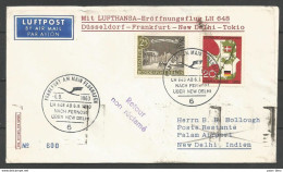 Aerophilatelie - Berlin - Luftpost - 1963 - Erstflug Lufthansa LH648 Düsseldorf-Frankfurt-New Delhi-Tokio - Potsdamer Pl - Sonstige & Ohne Zuordnung