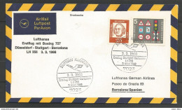 Aerophilatelie - Deutschland - Luftpost - 1966 - Lufthansa Boeing Düsseldorf-Stuttgart-Barcelona - Sécurité Routière - Altri & Non Classificati