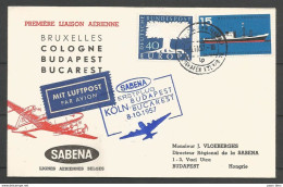 Aerophilatelie - Deutschland - Luftpost - 1957 - Wahn Flughafen - Erstflug Sabena Köln-Budapest-Bucarest - Europa - Autres & Non Classés