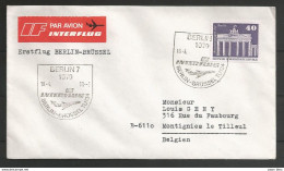 Aérophilatélie - DDR - Lettre 1980 - Luftpost - Interflug TU134 Berlin-Brüssel - Porte De Brandenbourg - Storia Postale