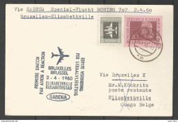 Aérophilatélie - DDR - Carte 1960 - Dresden Luftpost - Sabena Bruxelles-Elisabethville - Boeing - F.Schiller - Autres & Non Classés