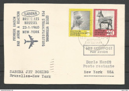 Aérophilatélie - DDR - Carte 1960 - Berlin Luftpost - Sabena Bruxelles-New York - Boeing 707 - Antiquités Grèce Arménie - Autres & Non Classés