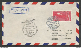 Aérophilatélie - DDR - Lettre 1958 - Berlin Luftpost - Sabena Bruxelles-Ankara - Ballon Stratosphère - Autres & Non Classés