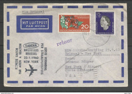 Aérophilatélie - DDR - Lettre 1960 - Berlin Luftpost - Sabena Bruxelles-New York - Muguet - C.Eisenblatter - Autres & Non Classés