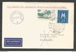 Aérophilatélie - DDR - Lettre 1957 - Luftpost Berlin - 1er Vol Sabena Bruxelles-Prague-Athènes - Herbstmesse - Autres & Non Classés