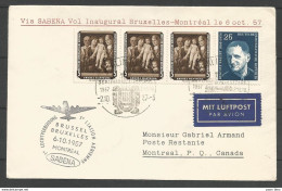 Aérophilatélie - DDR - Lettre 1957 - Luftpost Berlin - 1er Vol Bruxelles-Montreal (Canada) - Autres & Non Classés