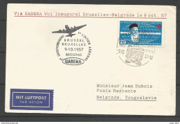 Aérophilatélie - DDR - Lettre 1957 - Luftpost Berlin - 1er Vol Sabena Bruxelles-Beograd - Croix-Rouge Henri Dunant - Autres & Non Classés