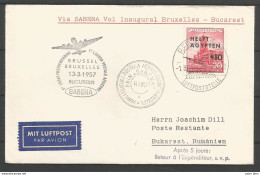 Aérophilatélie - DDR - Lettre 1957 - Luftpost Berlin Lufthansa - Sabena 1ère Liaison Bruxelles-Bucaresti - Autres & Non Classés