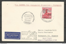 Aérophilatélie - DDR - Lettre 1957 - Luftpost Berlin Lufthansa - Sabena 1ère Liaison Bruxelles-Budapest - Sonstige & Ohne Zuordnung