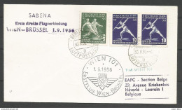 Aérophilatélie - DDR - Lettre 1956 - Sabena Erste Flugverbindung Wien-Brüssel (Vienne-Bruxelles) - Football - Javelot - Autres & Non Classés