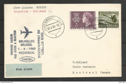 Aérophilatélie - Lettre 30/03/60 Luxembourg - 1er Vol Sabena Bruxelles-Montreal - Boeing - Storia Postale